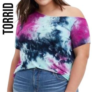 Torrid NWT Off-Shoulder Super Soft Short Sleeve Tie Dye Tee ~ 2X